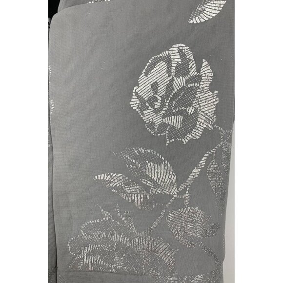 MSK Shift Dress Size 2 Silver Gray Floral Sleeveless Foil Belted Trim Women New - Picture 7 of 11